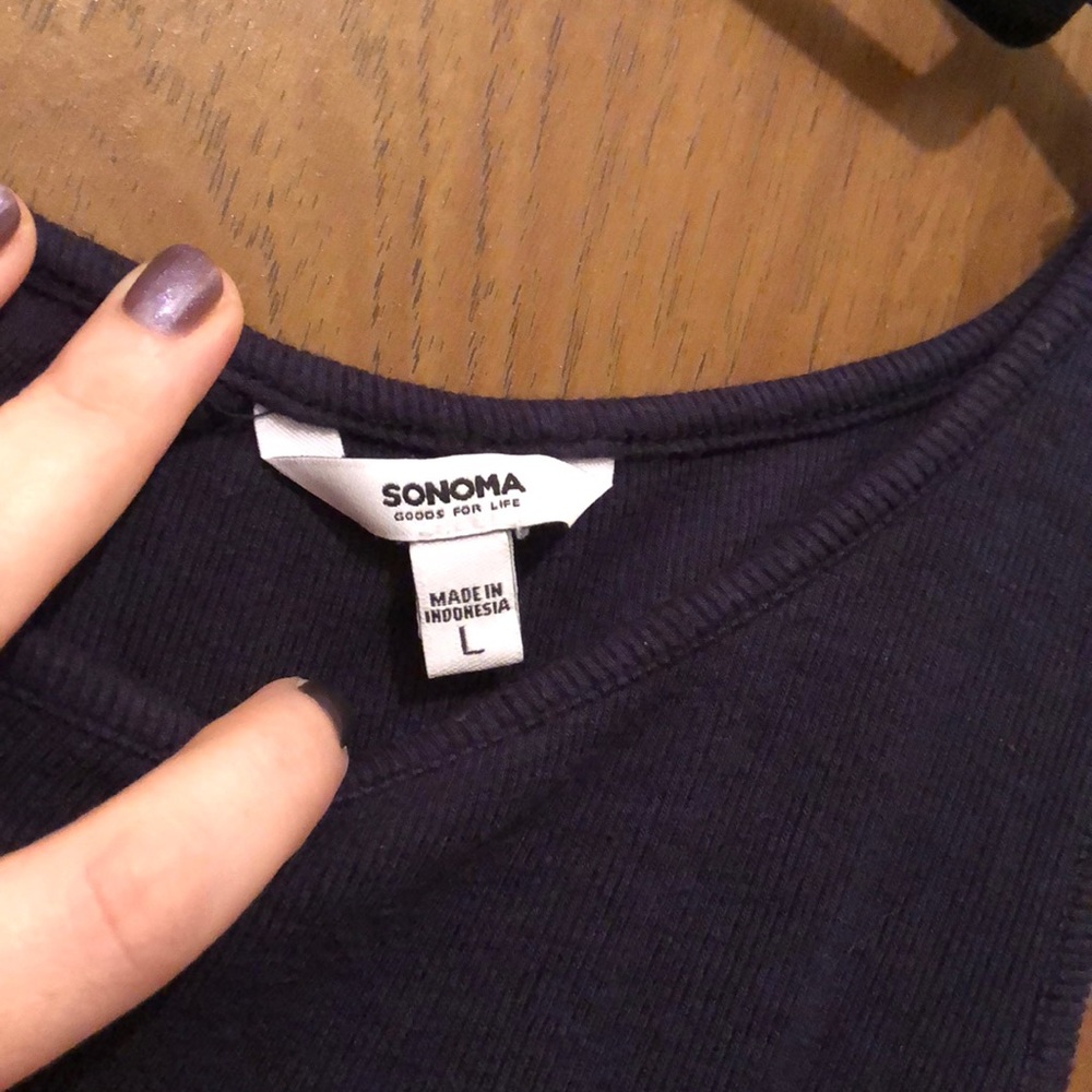 Navy blue cut out shoulder blouse - Picture 4 of 5